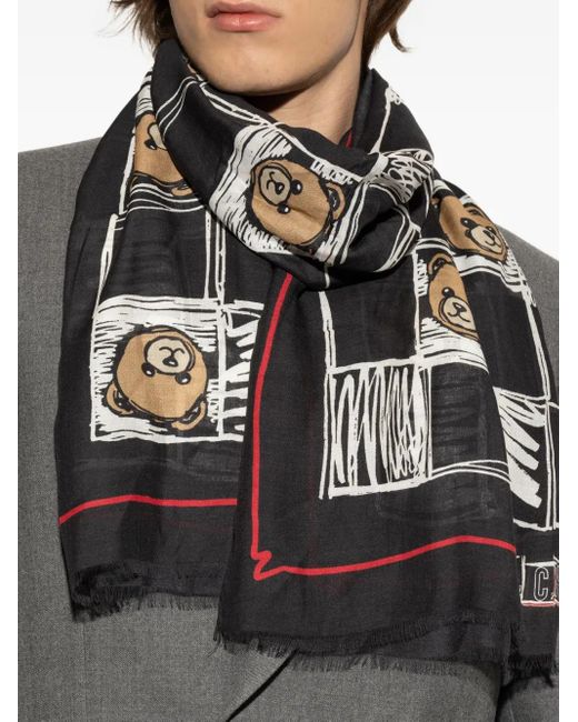 Moschino Black Schal Mit Teddy-Print