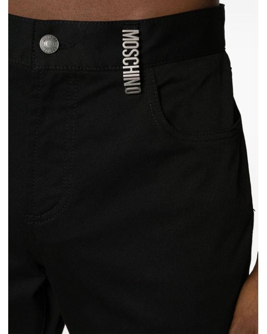 Moschino Black Mid-rise Logo-engraved Straight-leg Jeans for men