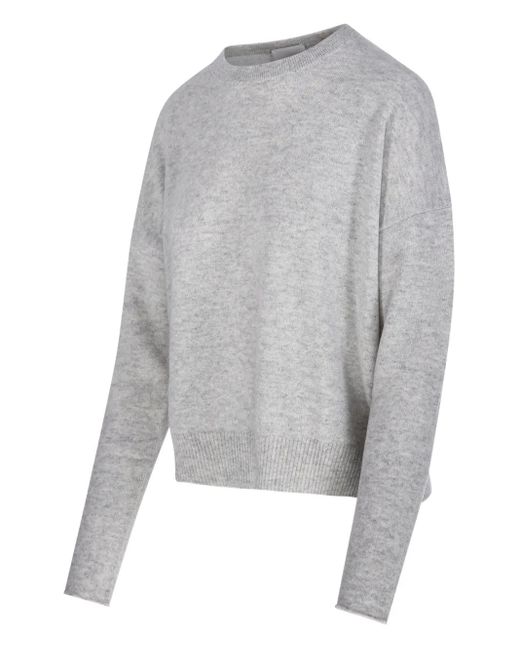 Allude Gray Round-Neck Sweater