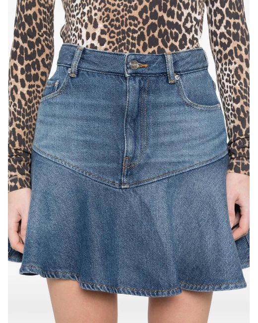 Ganni Flared Mini-Rok in het Blue