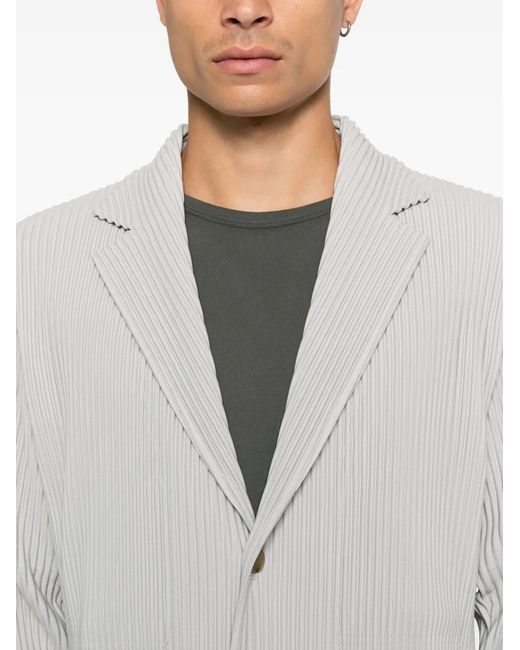 Homme Plissé Issey Miyake White Single-Button Blazer for men