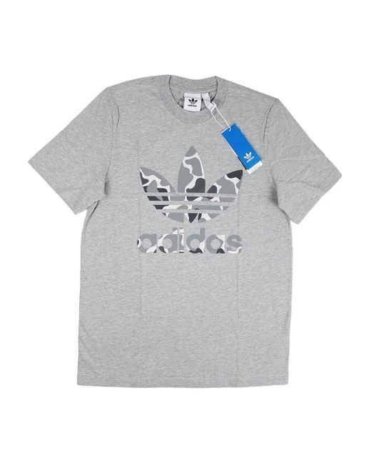 Adidas Gray Camouflage Trefoil Tee for men