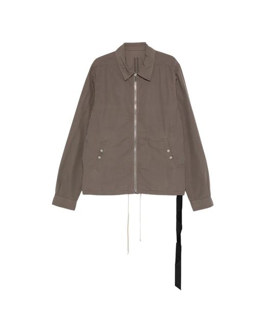 Rick Owens Brown Zip-Up Cotton Jacket With Functional Pockets for men