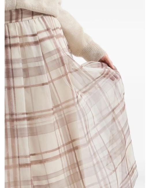 Brunello Cucinelli Natural Silk Organza Pleated Skirt