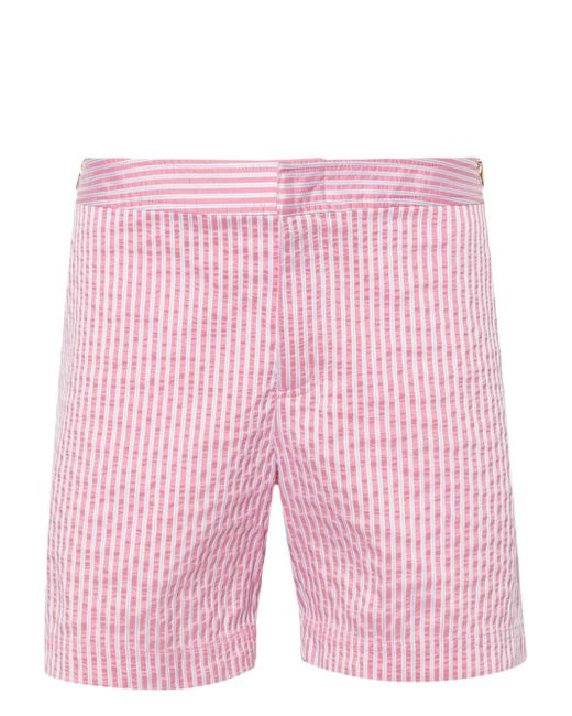 Orlebar Brown Pink Bulldog Striped-jacquard Swim Shorts for men