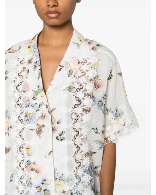 Zimmermann White Lace Trimmed Oversized Shirt