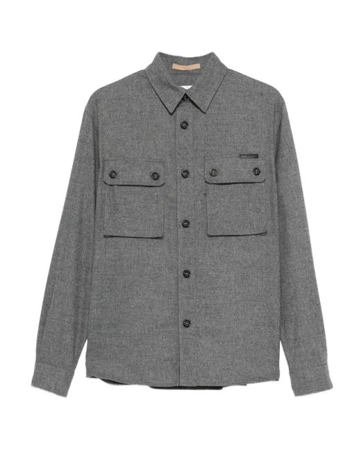 Paolo Pecora Button-Down Shirtjack Met Dubbele Zak in het Gray voor heren