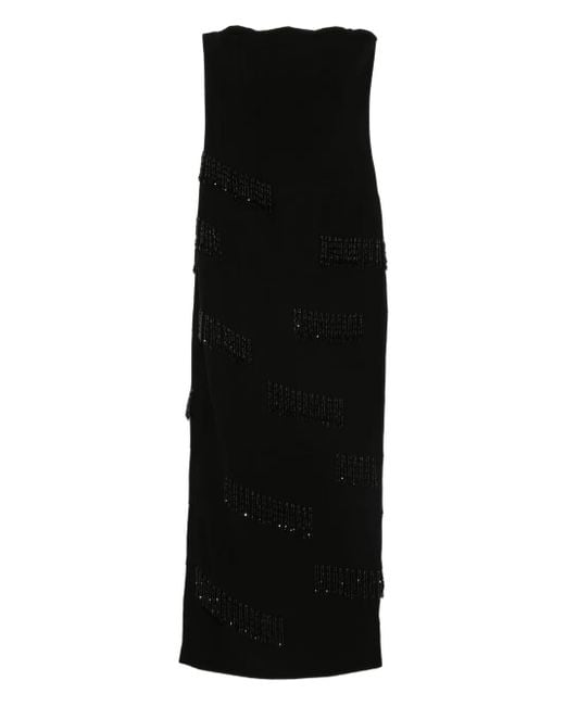 Jean Louis Sabaji Black Beaded Strapless Dress