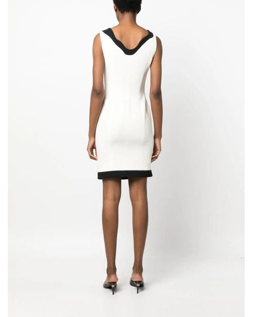 Moschino White Contrast-Border Sleeveless Minidress