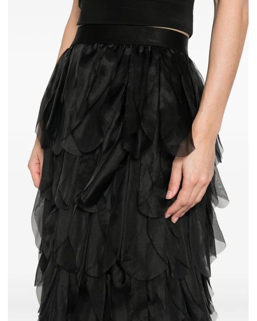 Max Mara Black Romana Tiered Ruffled Maxi Skirt