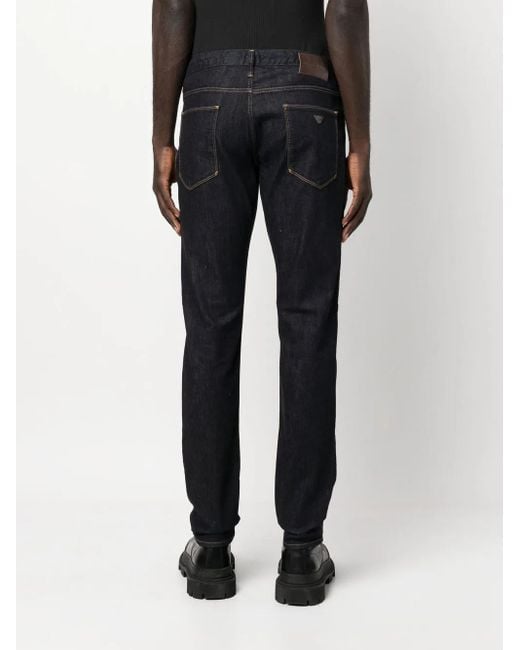 Emporio Armani Blue Mid-Rise Slim-Fit Jeans for men