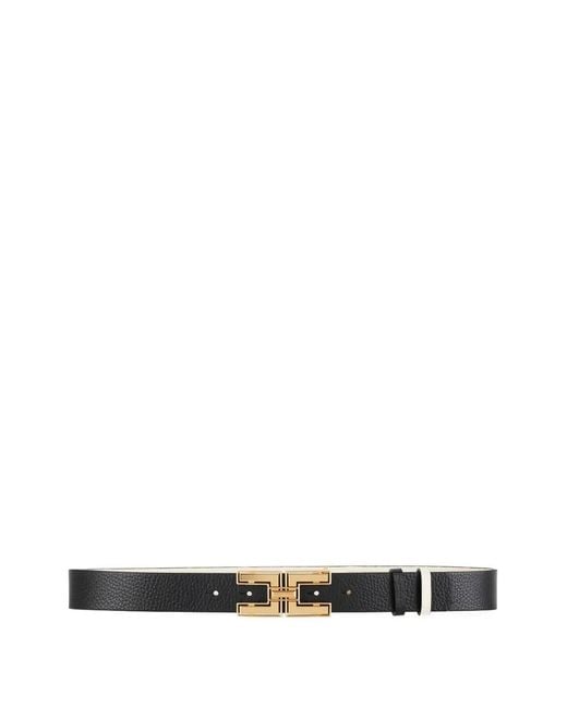 Elisabetta Franchi White Two-Tone Logo Buckle Belt