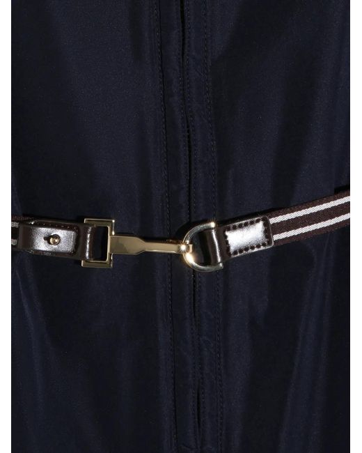 Max Mara Blue Hooded Belted Jacket