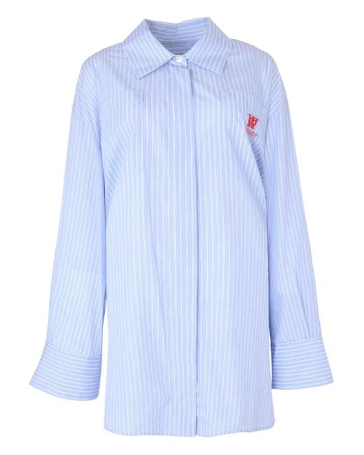 Off-White c/o Virgil Abloh Blue Roxy Striped Poplin Mini Shirt Dress