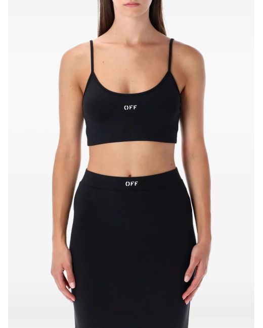 Top Corto Sleek Con Spalline Sottili di Off-White c/o Virgil Abloh in Black