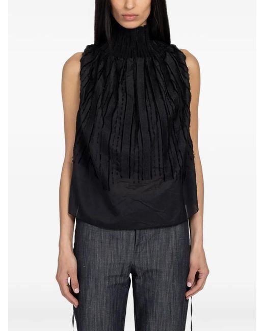 Paloma Wool Black Lupe Frilled High-Neck Blouse