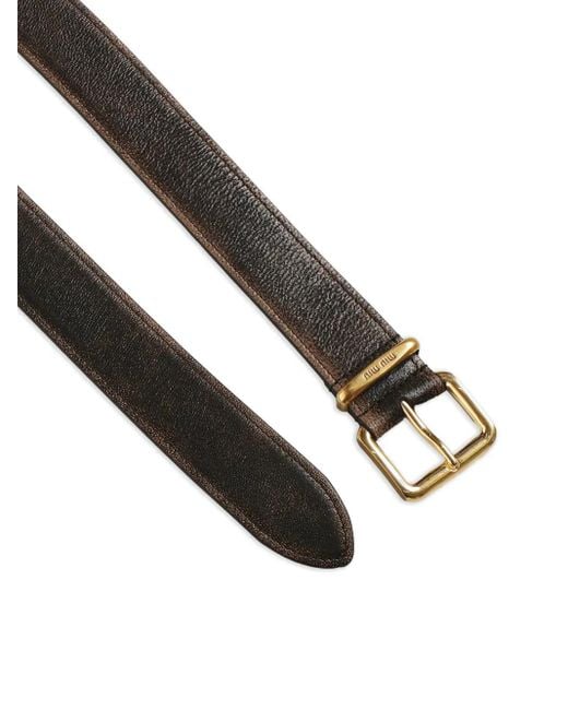 Miu Miu Black Square-Buckle Leather Belt