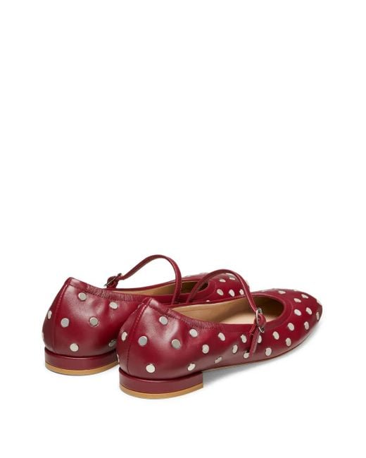 Stuart Weitzman Red Claris Stud Ballet Flats