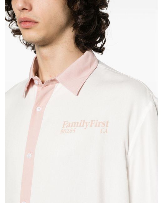 FAMILY FIRST White Logo-print Bowling Shirt for men