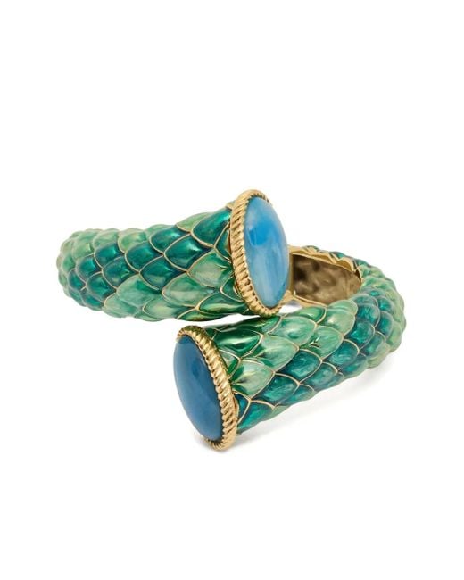 Roberto Cavalli Green Scaled Cuff Bracelet