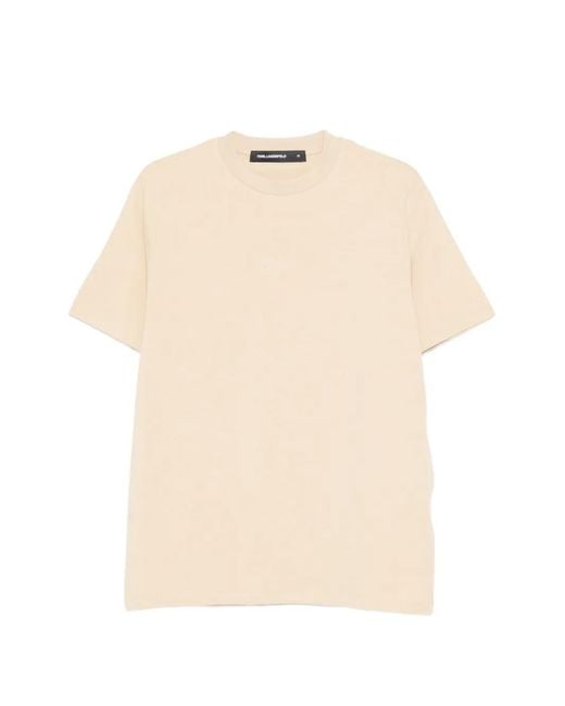 Karl Lagerfeld Natural Logo-Detail Crew Neck T-Shirt for men