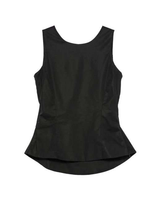 MOUTAKI Black Bow-Detail Peplum Blouse