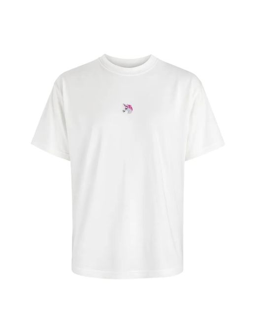 ALBERTO BRESCI White Unicorn-Embroidered T-Shirt