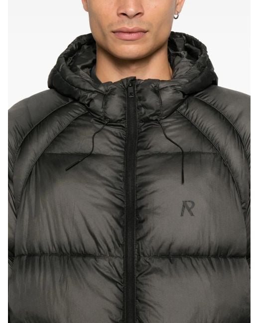Represent Gray Translucent Hooded Puffer Jacket for men