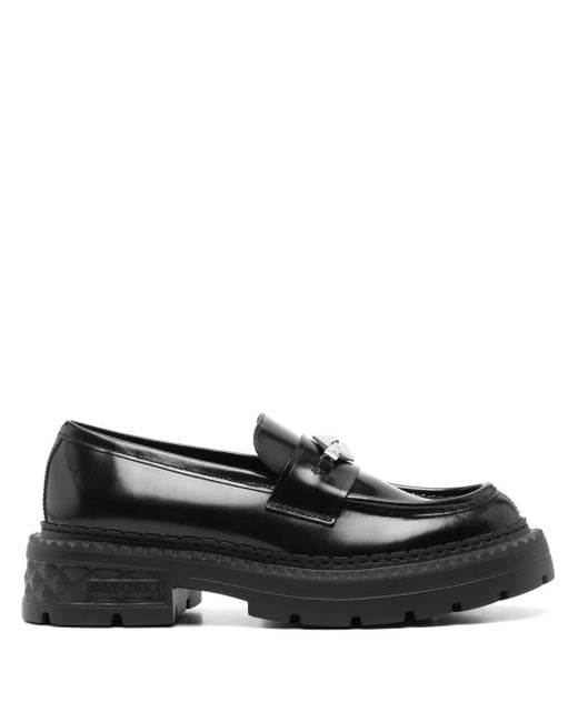 Jimmy Choo Marlow Diamond Leren Loafers in het Black