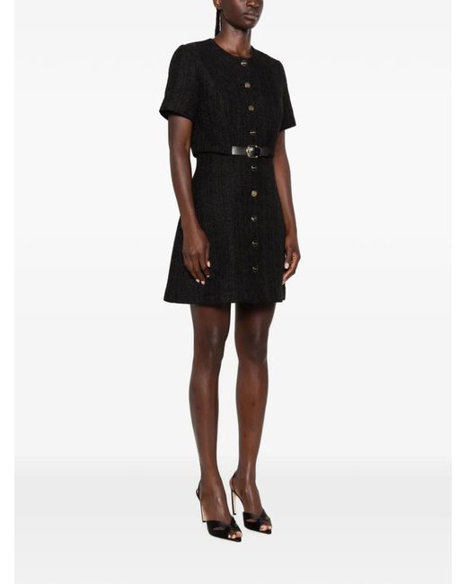 Sandro Black Belted Button-Front Mini Dress