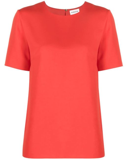 P.A.R.O.S.H. Red Round-neck Crepe Blouse