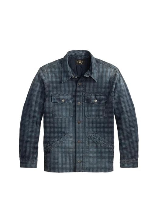 RRL Blue Check-Pattern Cotton Jacket for men