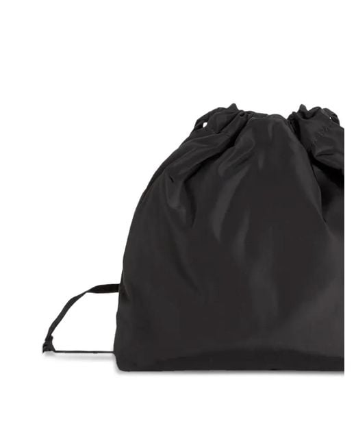 Aspesi Black Drawstring Tote Bag