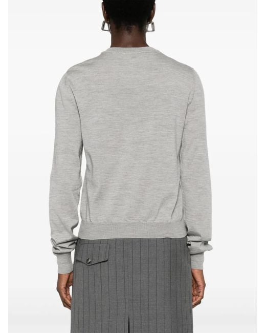 Moschino Gray Fine-Knit Sweater