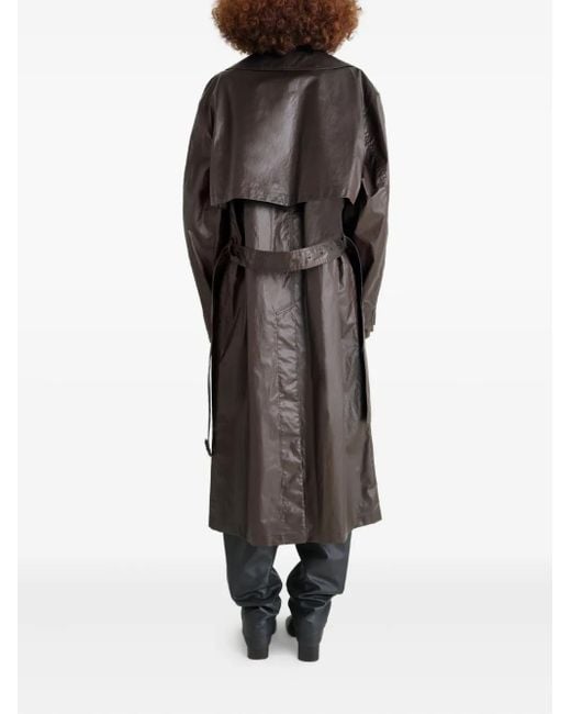 Lemaire Gray Metallic-Effect Double-Breasted Trench Coat