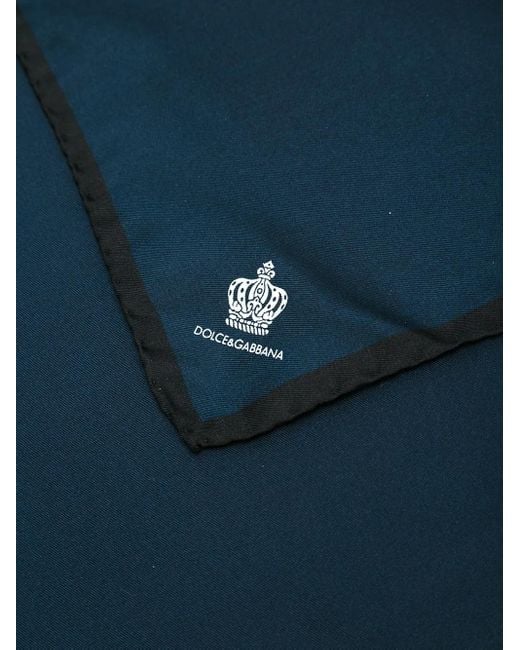 Dolce & Gabbana Blue Crown-Motif Silk Pocket Square for men
