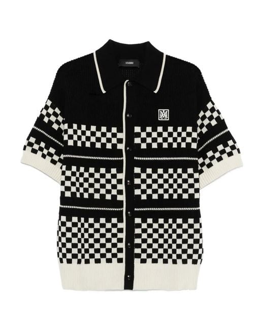 Amiri Black Checkered Mesh Shirt for men