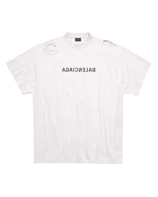 T-shirt Mirror con effetto vissuto di Balenciaga in White
