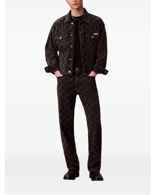 Calvin Klein Black Jacquard Denim Jacket for men