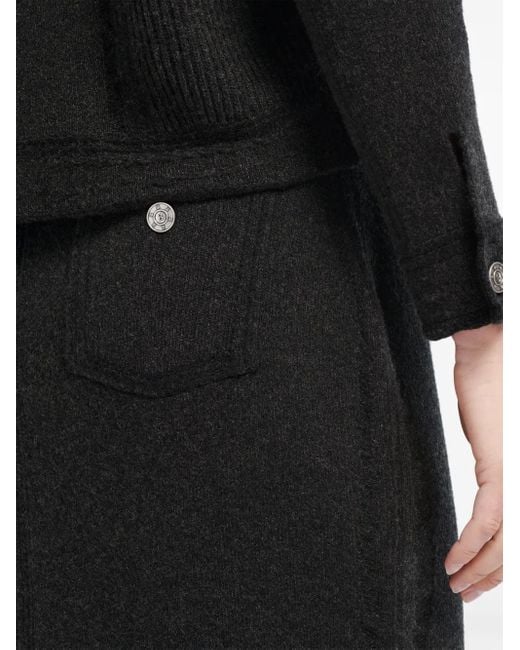 Barrie Black Knitted Midi Skirt