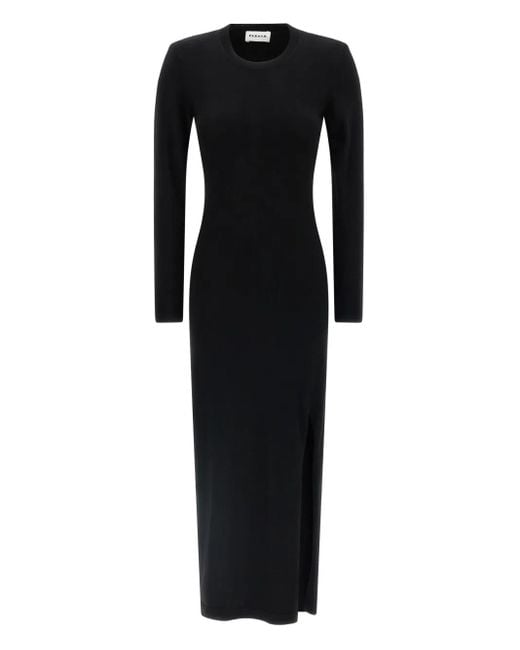P.A.R.O.S.H. Black Padded-Shoulder Midi Dress