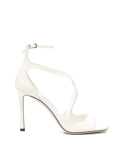 Jimmy Choo White Azia Elasticated Strap Sandals