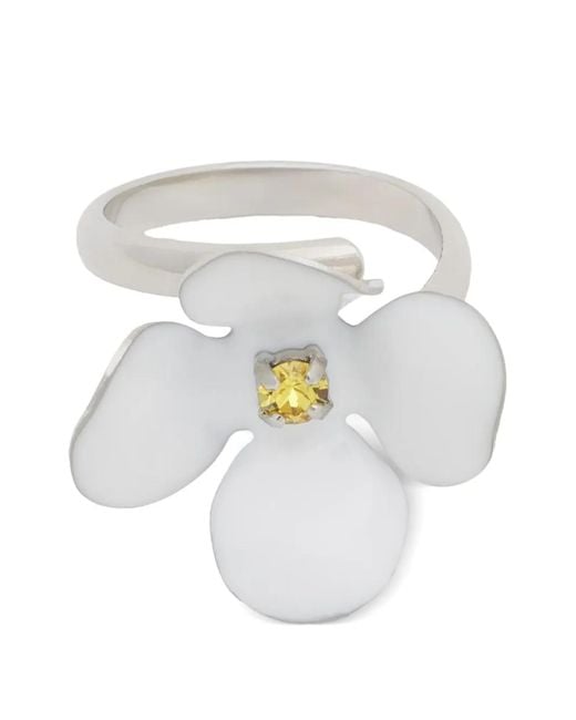 Marni White Enamel Daisy Ring