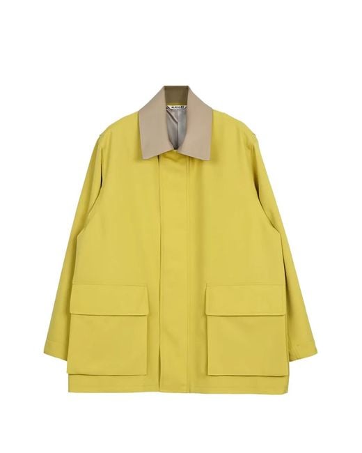 Auralee Yellow Wool Single-Breasted Coat