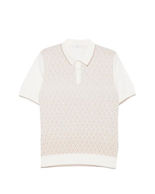Panicale White Geometric-Pattern Polo Shirt for men