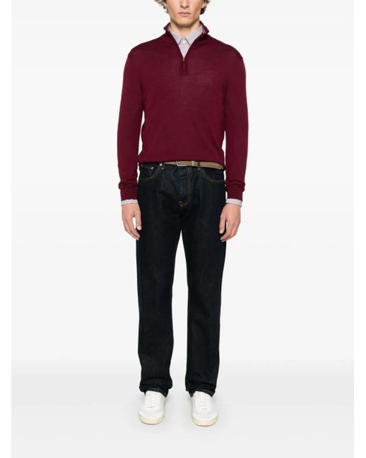 Gant Red Fine-Knit Merino Sweater for men