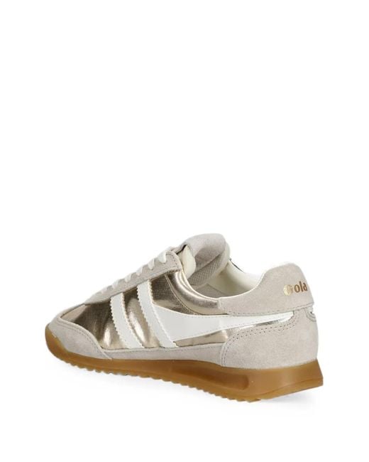 Gola White Firefly Metallic-Effect Panelled Sneakers