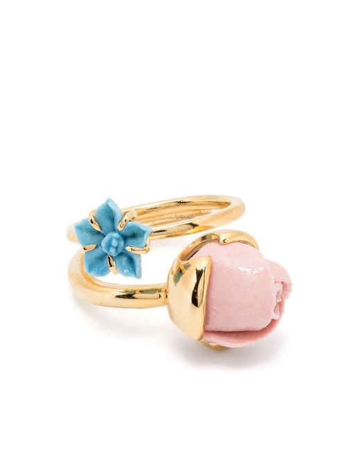 Andres Gallardo Blue Rosebud & Petunia Ring