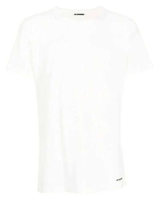 Jil Sander White Cotton T-Shirt With Logo Print for men