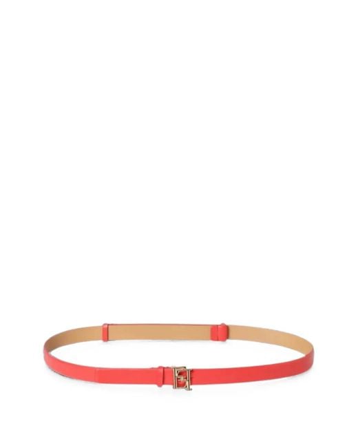 Elisabetta Franchi White Logo-Plaque Belt